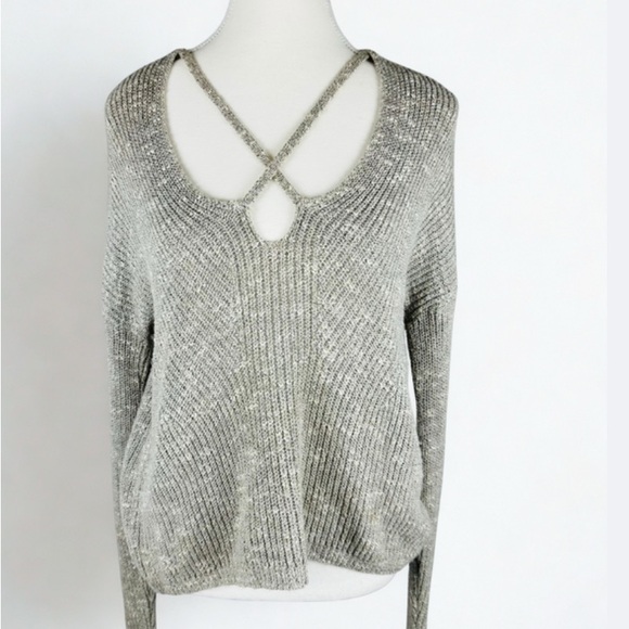 Express V-Neck Sweater in Heather Gray - Picture 1 of 4